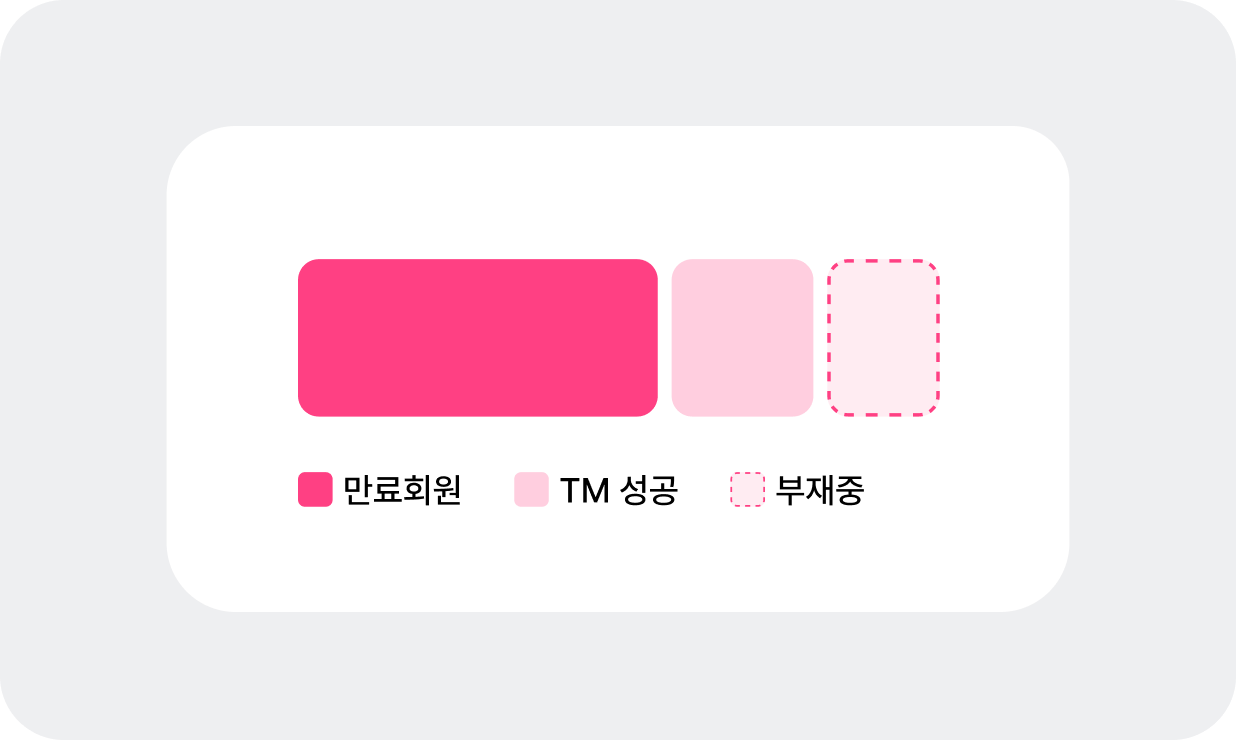 만료 회원 · TM 성공 · 부재중 비율 예시